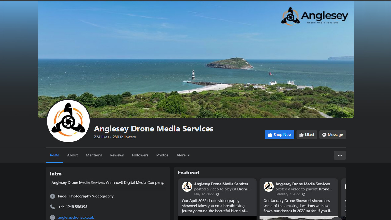Anglesey Drone Media Services Facebook Page Setup