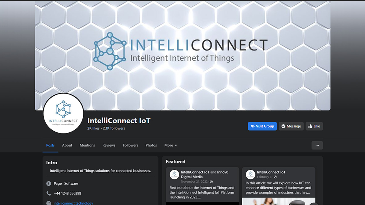 IntelliConnect IoT Facebook Page Setup
