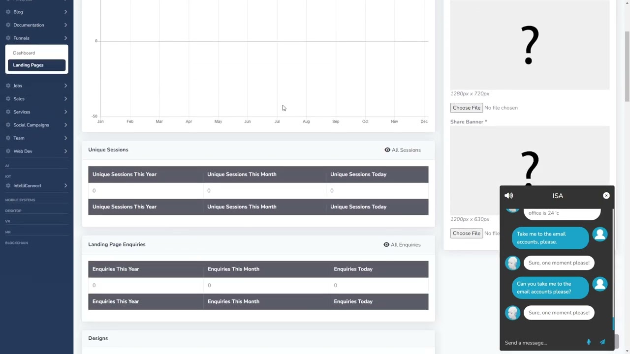 Generative AI assistant creating a social media campaign and landing page